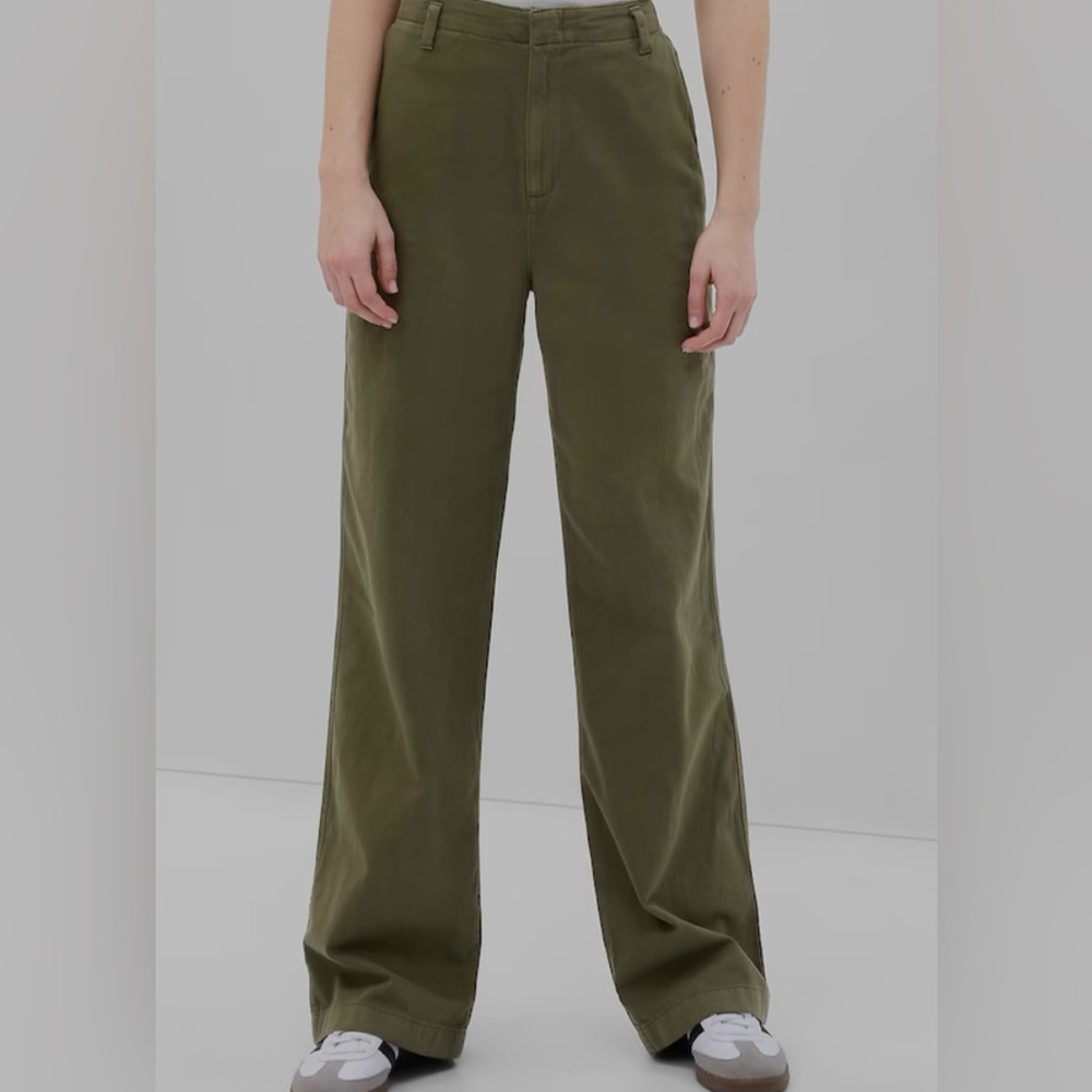 Gap Army Green Twill Wide Leg Pants — Size 14